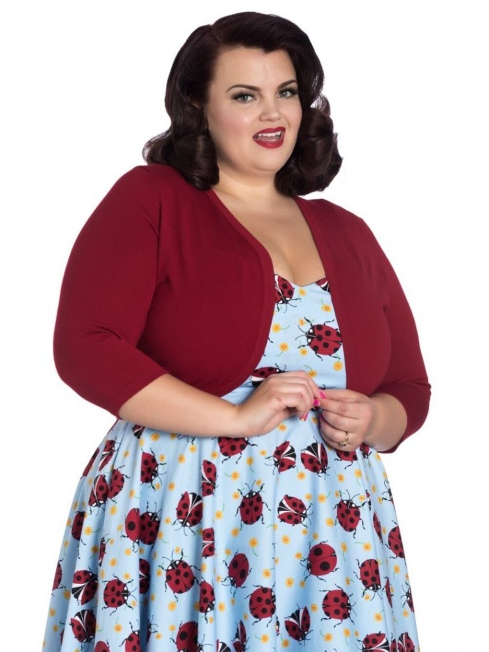 Hell Bunny Red Maggie Bolero Sweater Cardigan Size 2XL